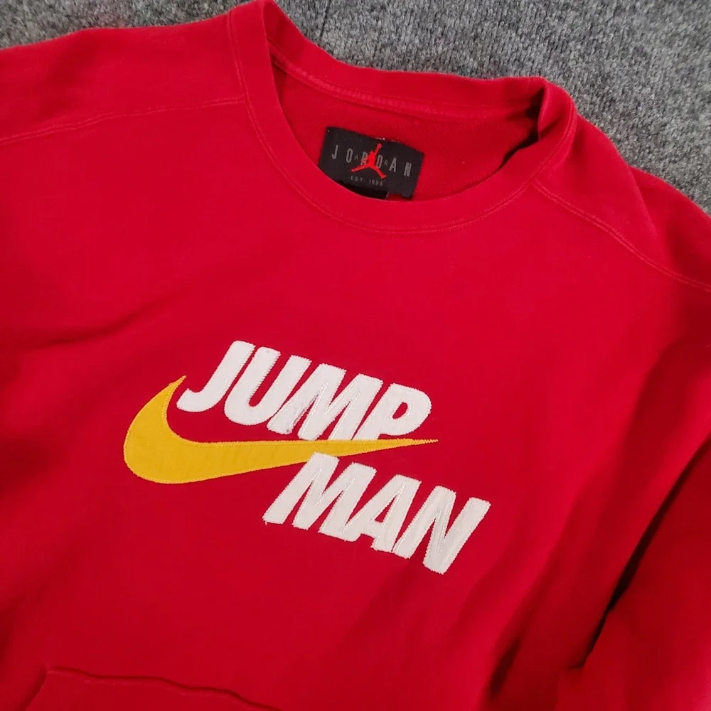Jordan Sweatshirt Mens M Jumpman Red Graphic Nike Basketball Pullover